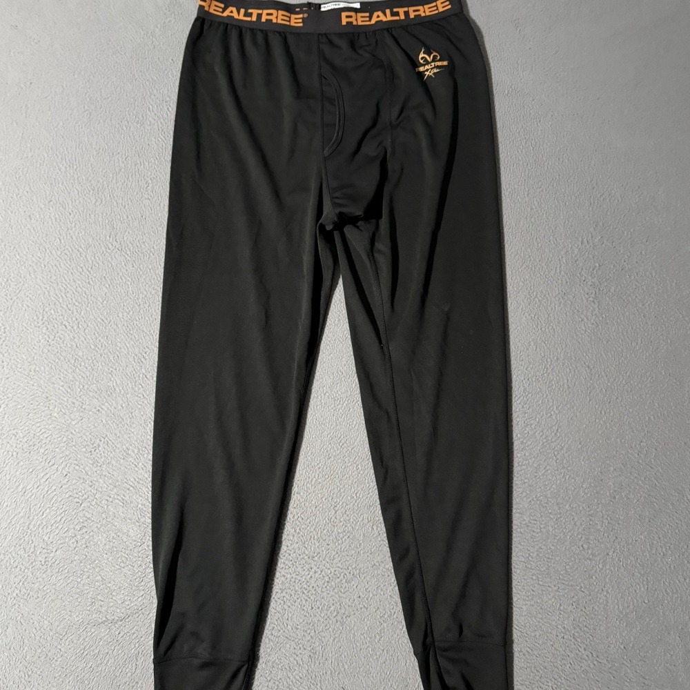 Realtree Mens Size Large Black‎ Performance Base Layer Spandex Pants